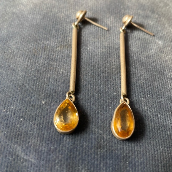 Citrine drop earrings sterling - Picture 2 of 3